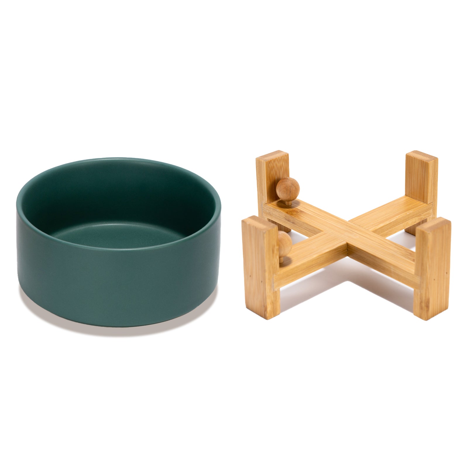 separate green dog bowl and 15° tilted bowl stand