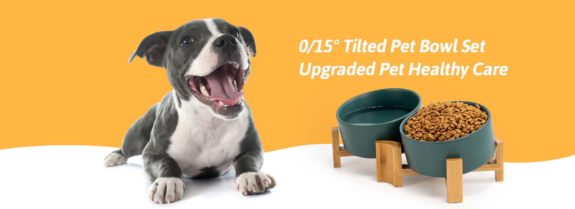 0/15° tilted dog bowl set, upgraded pet healthy care