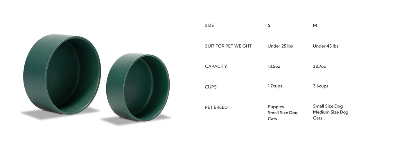 bowl size specification of cute pet bowl set