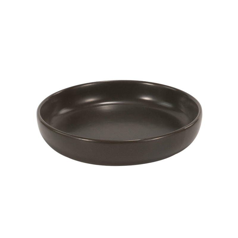 a gray round cat dish