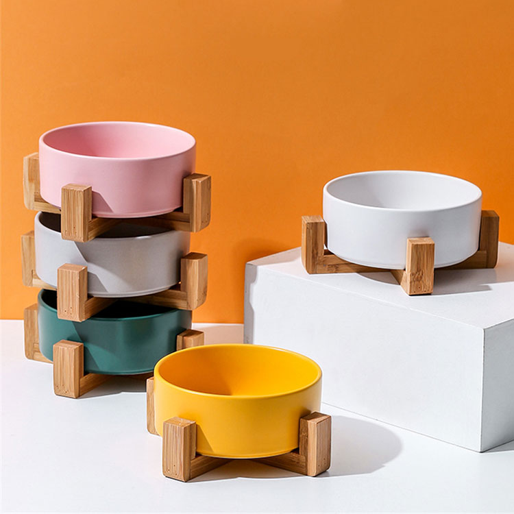 5 colors of cute pet bowl with stand